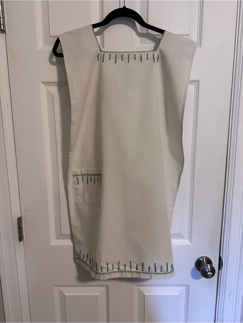 Vintage Handmade Cream Embroidered Apron